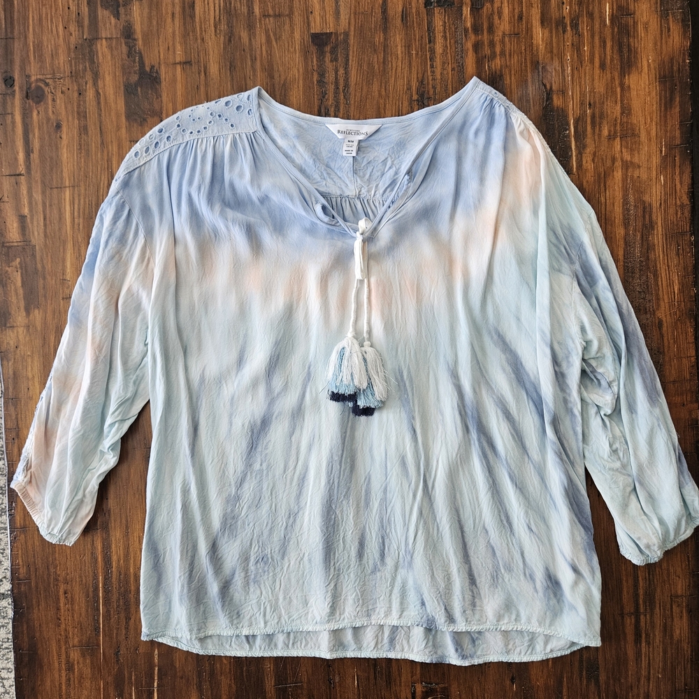 Norther Reflections Women's Blue Tie-Dye Top Size Medium